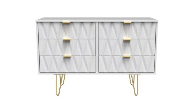 Diamond Large Chest of Drawers White 6 Drawers 115cm