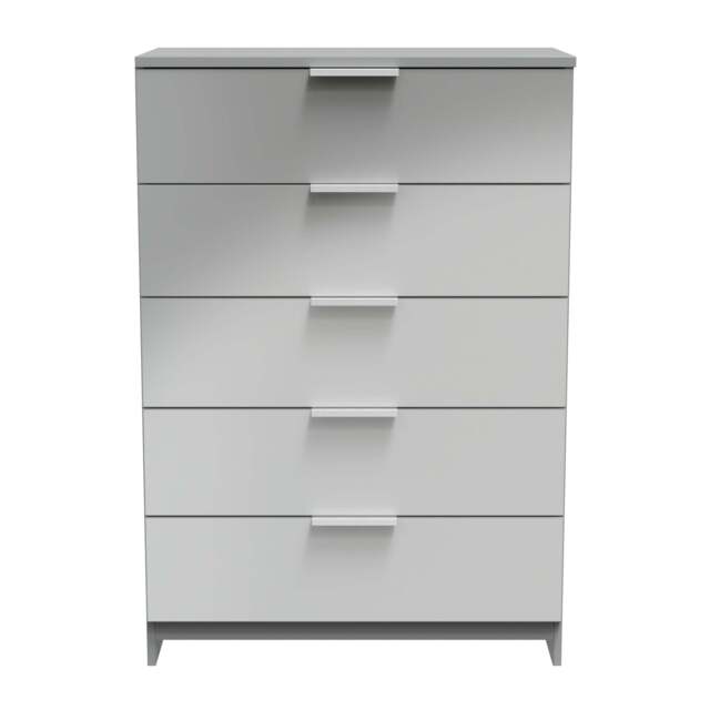 Plymouth Tall Chest of Drawers Grey 5 Drawers 74cm
