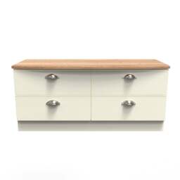 Victoria Large Chest of Drawers Cream & Light Oak 4 Drawers 112cm