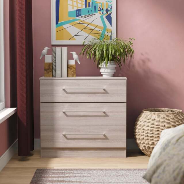 Worcester Chest of Drawers Light Grey 3 Drawers 74cm