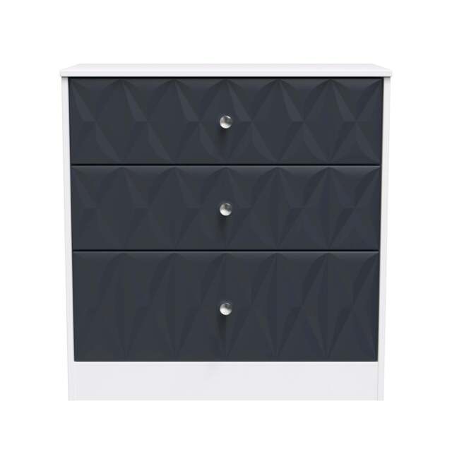 San Jose Chest of Drawers Dark Grey & White 3 Drawers 77cm