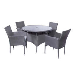 Malaga Rattan Garden Patio Dining Set by Royalcraft - 4 Seats Grey Cushions