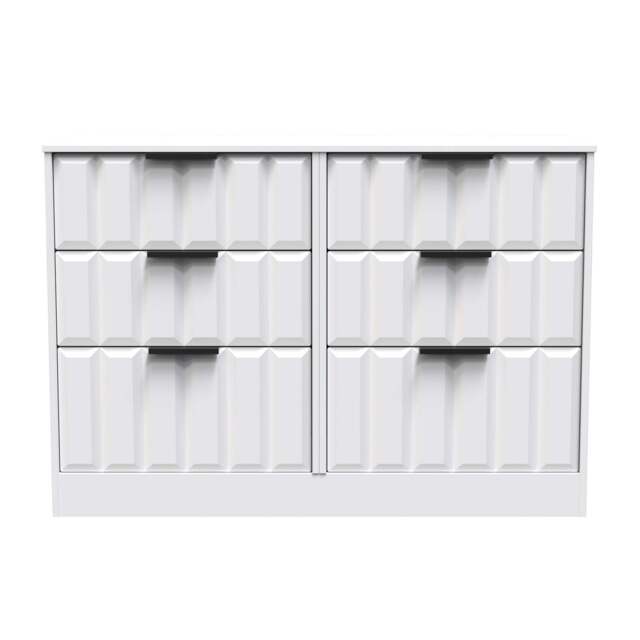 New York C Large Chest of Drawers White 6 Drawers 115cm