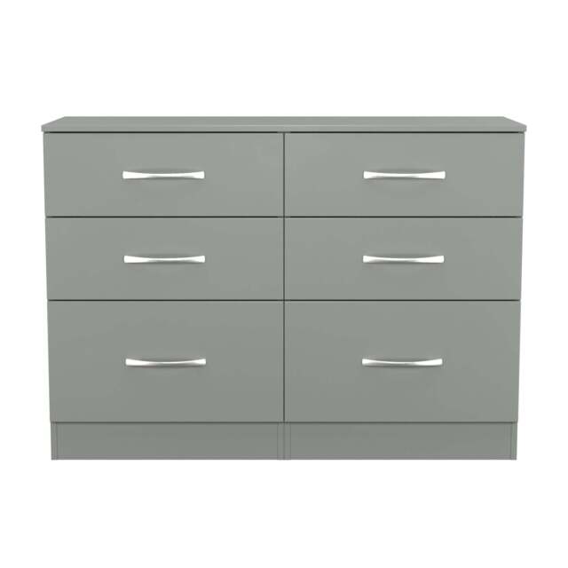 Avon Large Chest of Drawers Grey 6 Drawers 110cm