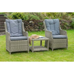 Wentworth Rattan Garden Bistro Set by Royalcraft - 2 Seats Grey Cushions
