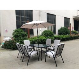 Amalfi Garden Patio Dining Set by Royalcraft - 6 Seats Ivory Cushions
