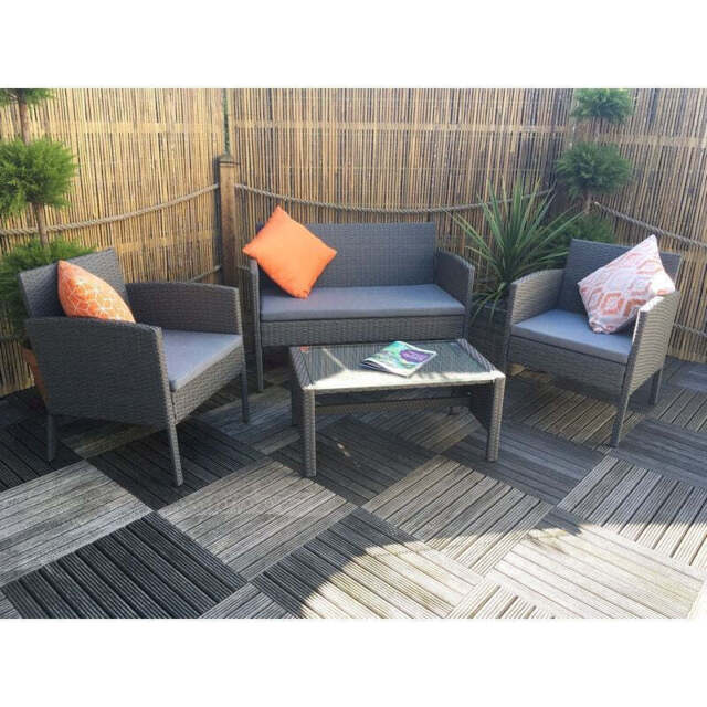 Nevada Rattan Garden Patio Dining Set by Royalcraft - 2 Seats Grey Cushions