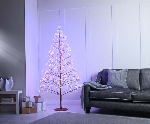 6ft Starburst Christmas Tree Artificial - White with LED Lights Multicoloured 0 Tips