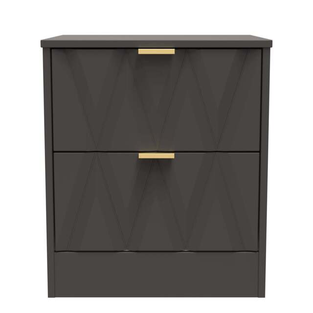 Las Vegas F Bedside Table Dark Grey 2 Drawers 53cm
