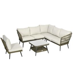 Outsunny 6-Seater Outdoor Rattan Corner Sofa