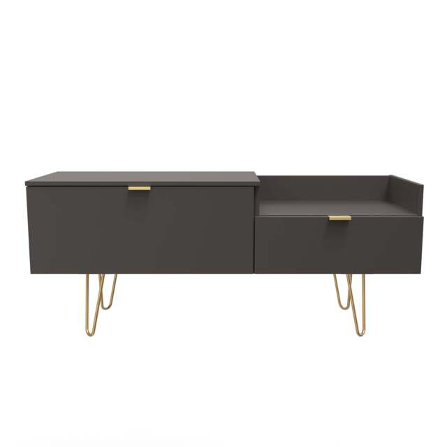Hong Kong F TV Unit Black 1 Shelf 2 Drawers 128cm