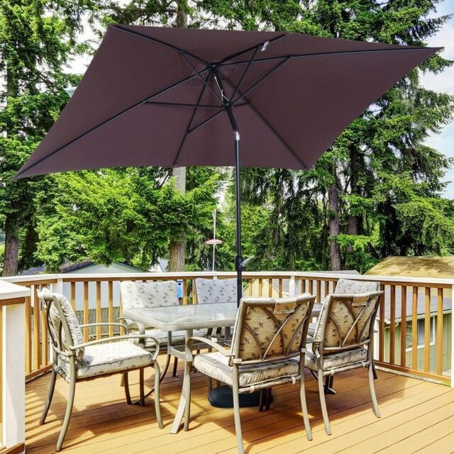 Outsunny Patio Umbrella Parasol With Tilt Crank-Brown