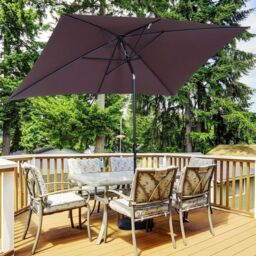 Outsunny Patio Umbrella Parasol With Tilt Crank-Brown