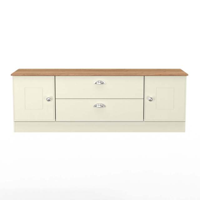 Victoria TV Unit Cream & Light Oak 2 Drawers 2 Doors 146cm