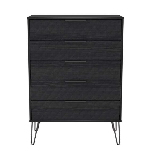 Harlequin Tall Chest of Drawers Black 5 Drawers 109cm