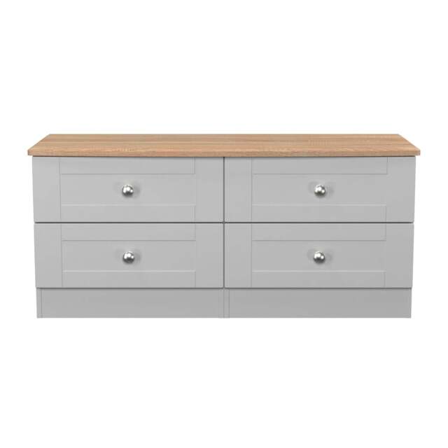 Sussex Large Chest of Drawers Grey & Light Oak 4 Drawers 112cm