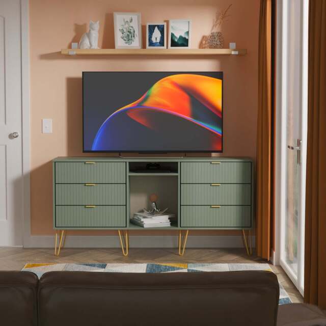 Linear TV Unit Not Applicable 2 Shelves 6 Drawers 152cm