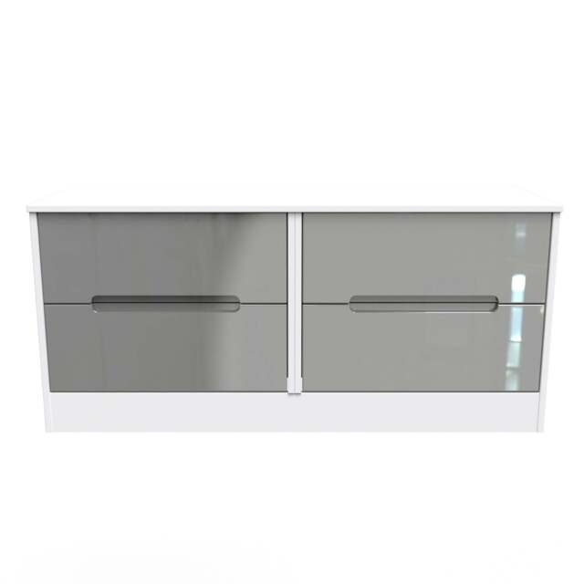 Monaco Large Chest of Drawers Grey & White 4 Drawers 115cm