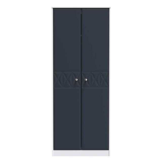 San Jose Tall Wardrobe Dark Grey & White 2 Doors 1 Shelf 77cm