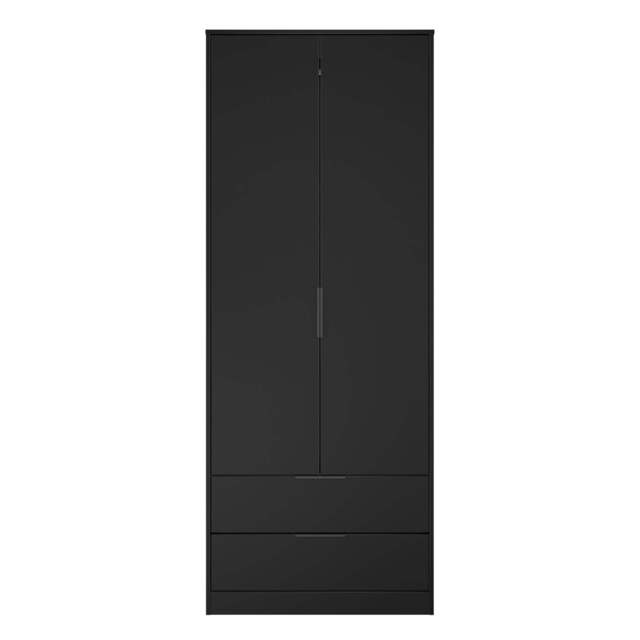 Hong Kong B Tall Wardrobe Black 2 Doors 2 Drawers 197cm