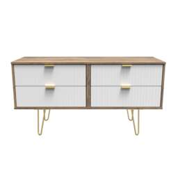 Linear Large Chest of Drawers White & Oak 4 Drawers 115cm