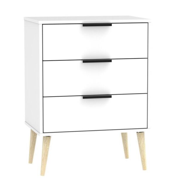 Drayton Midi Chest of Drawers White 3 Drawers