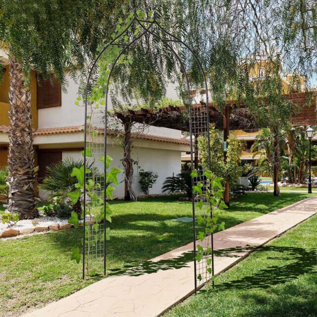 Steel Frame Backyard Metal Pergola for Plants & Trellis Garden Arch Black