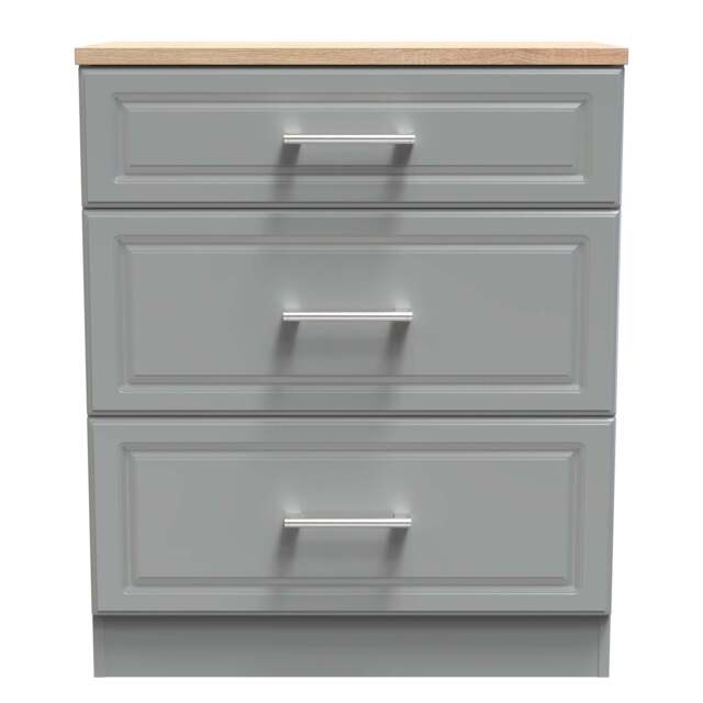 Kent Chest of Drawers Grey & Oak 3 Drawers 39cm