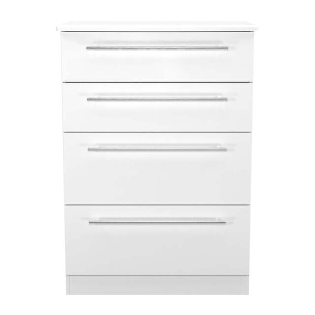 Sherwood Tall Chest of Drawers White 4 Drawers 77cm
