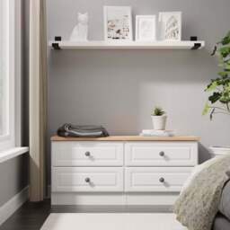 Norfolk Large Chest of Drawers White & Light Oak 4 Drawers 110cm