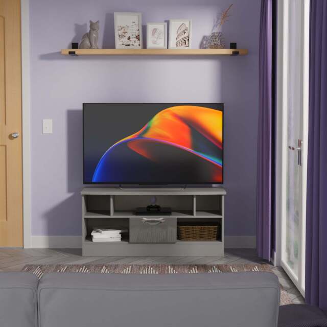 Camden TV Unit Grey 5 Shelves 1 Drawer 112cm