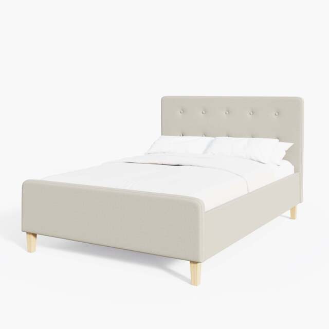 Ashbourne Double Ottoman Bed Wood & Fabric Natural 5 x 7ft
