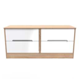 Monaco Large Chest of Drawers White & Oak 4 Drawers 115cm