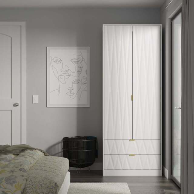Las Vegas F Tall Wardrobe White 2 Doors 2 Drawers 198cm