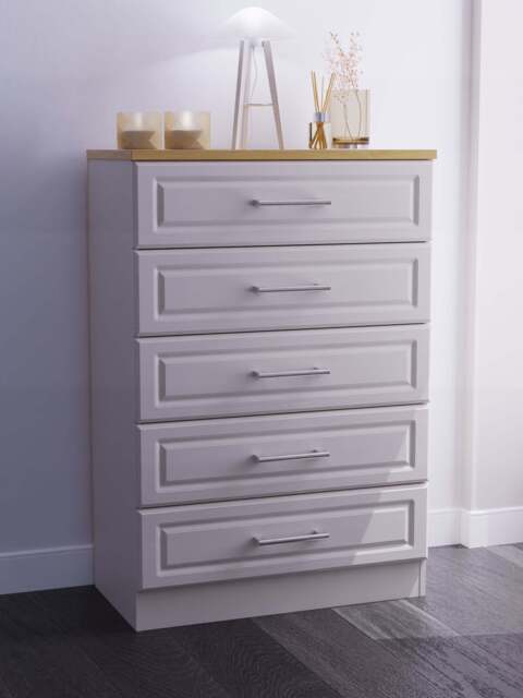 Kent Tall Chest of Drawers Off-White 5 Drawers 108cm