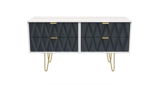 Diamond Large Chest of Drawers Grey & White 4 Drawers 115cm