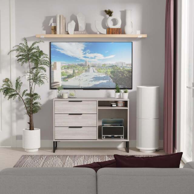 Hong Kong G TV Unit Light Grey 2 Shelves 3 Drawers 97cm