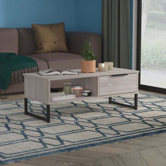Hong Kong G Coffee Table Light Grey 1 Shelf 1 Drawer 92cm