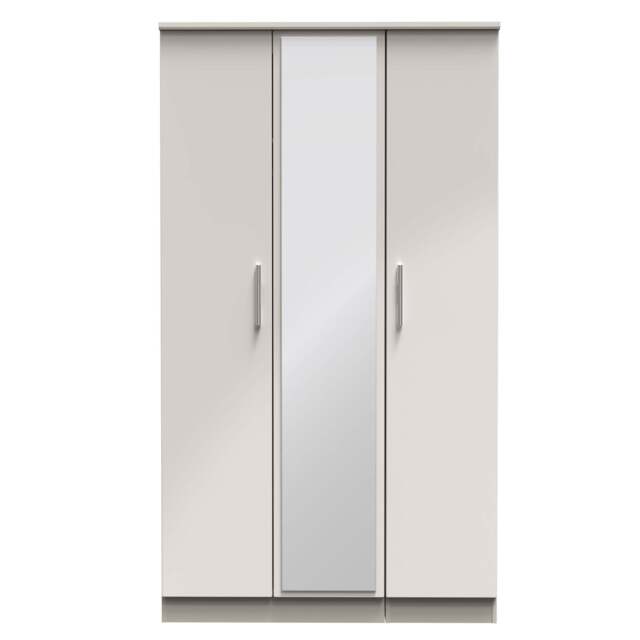 Knightsbridge Tall Mirror Wardrobe Off-White 1 Shelf 182cm