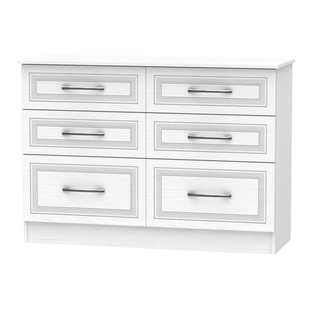 Dorset Large Chest of Drawers White 6 Drawers 110cm