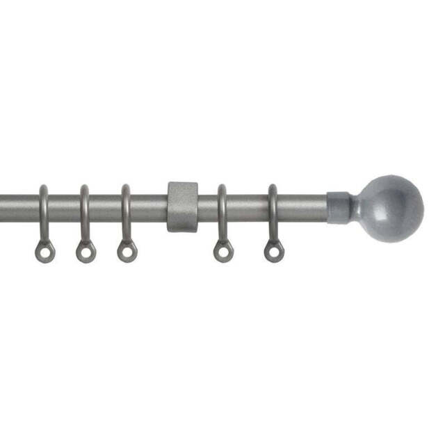 Simply 120-210cm Extendable Curtain Pole Set Ball Finial Silver - 13-16mm
