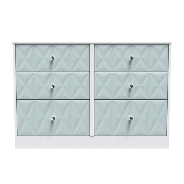 San Jose Large Chest of Drawers Teal & White 6 Drawers 115cm