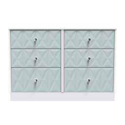 San Jose Large Chest of Drawers Teal & White 6 Drawers 115cm