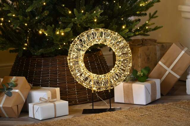 Christmas Decoration Wreath Light Animated Warm White Outdoor 600 LED - 45cm