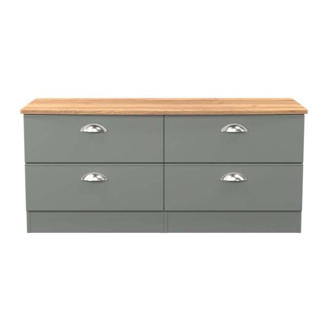 Victoria Large Chest of Drawers Grey & Light Oak 4 Drawers 112cm