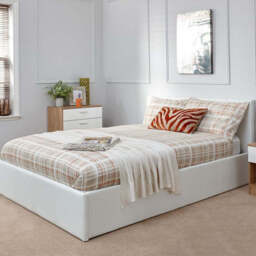 Winston King Size Ottoman Bed Faux Leather White 5 x 7ft