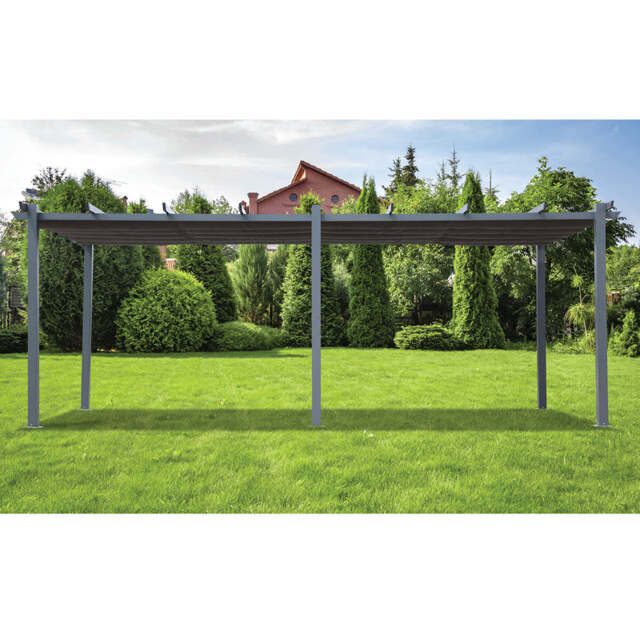 Pergola Garden Gazebo by Croft with a 3 x 6M Charcoal Canopy