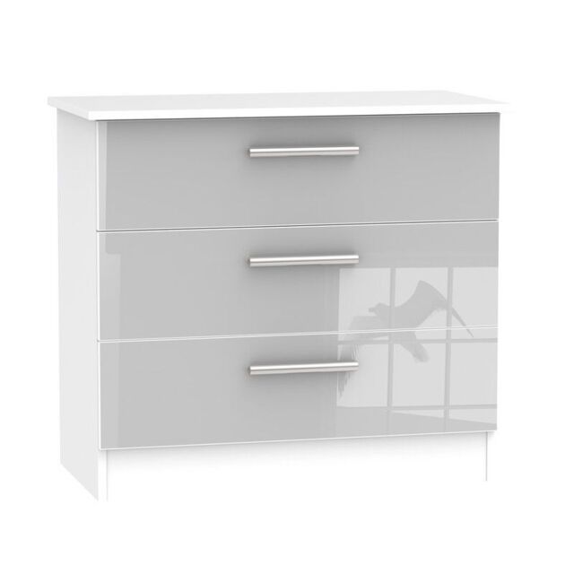 Buxton Chest of Drawers White & Grey 3 Drawers