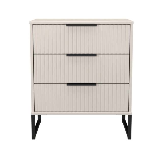Fluted Chest of Drawers Off-White 3 Drawers 76cm