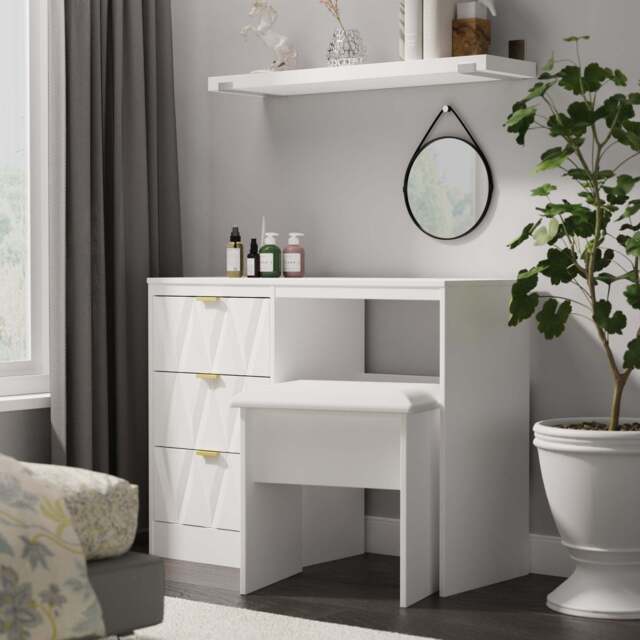 Las Vegas F Desk White 3 Drawers 97cm